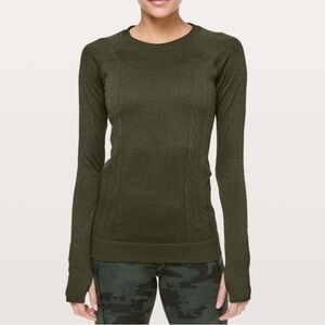 Lululemon Rest Less Pullover Green Long Sleeve Crewneck Workout Top seamless